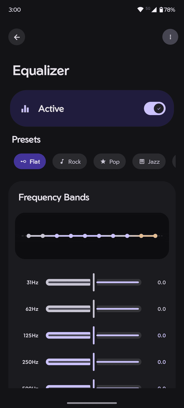 NevPlay professional equalizer screen